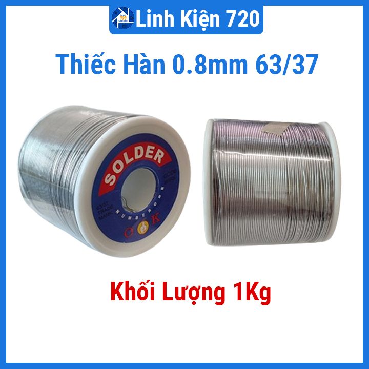 Thiếc hàn Solder OK 0.8mm khối lượng 1Kg hàm lượng 63/37 cho mối hàn bóng đẹp