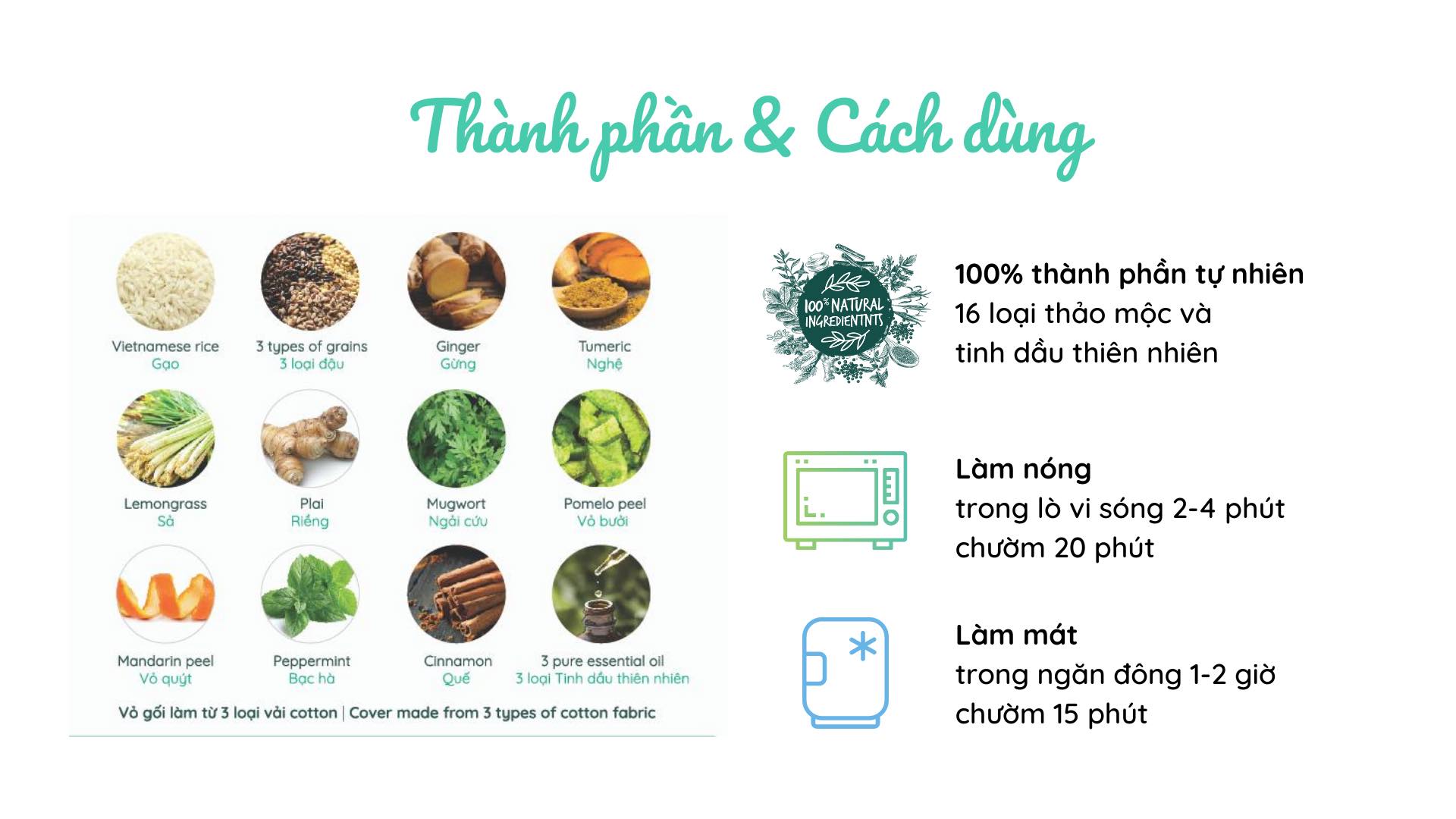 [FOLLOW_Giam10k] Combo thư thái 1LIFE (Túi thảo mộc chườm đầu gối và Túi thảo mộc chườm mắt) - Hot and Cold Herbal Pack