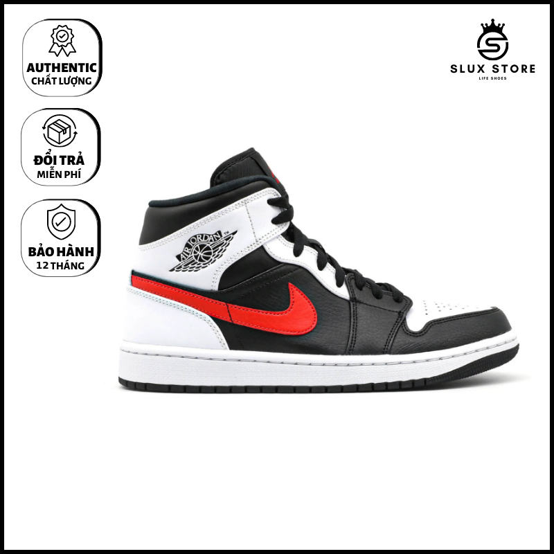 Giày Nike AIR JORDAN 1 MID Black Chile Red White 554724-075