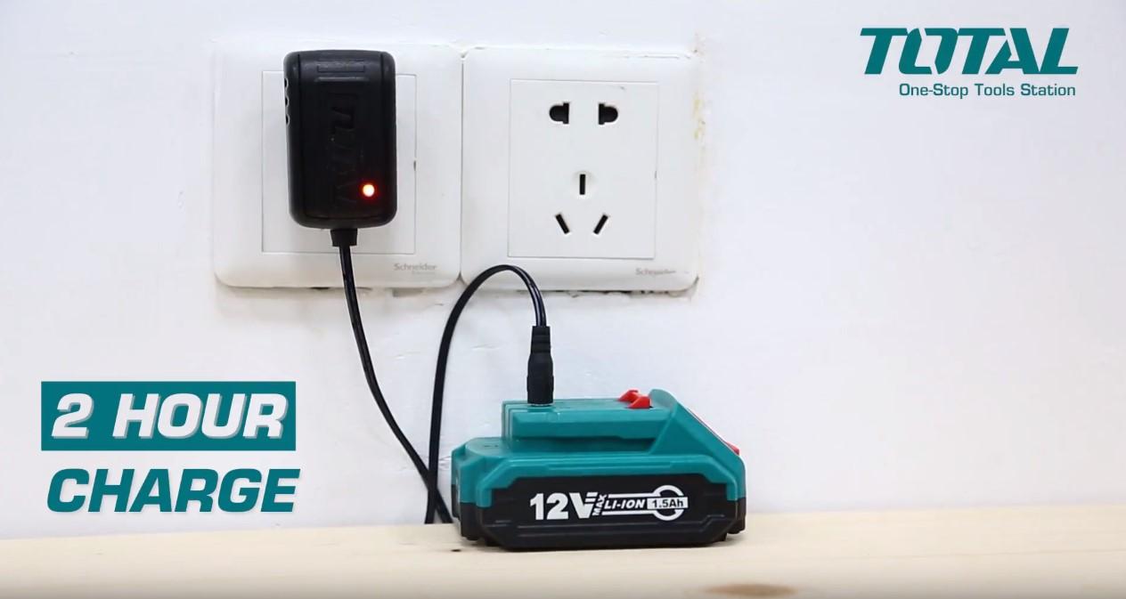 [HCM]Máy Khoan dùng pin TOTAL TDLI1211 - 12V (1 Máy + 1 pin + 1 sạc + 2 mũi khoan)
