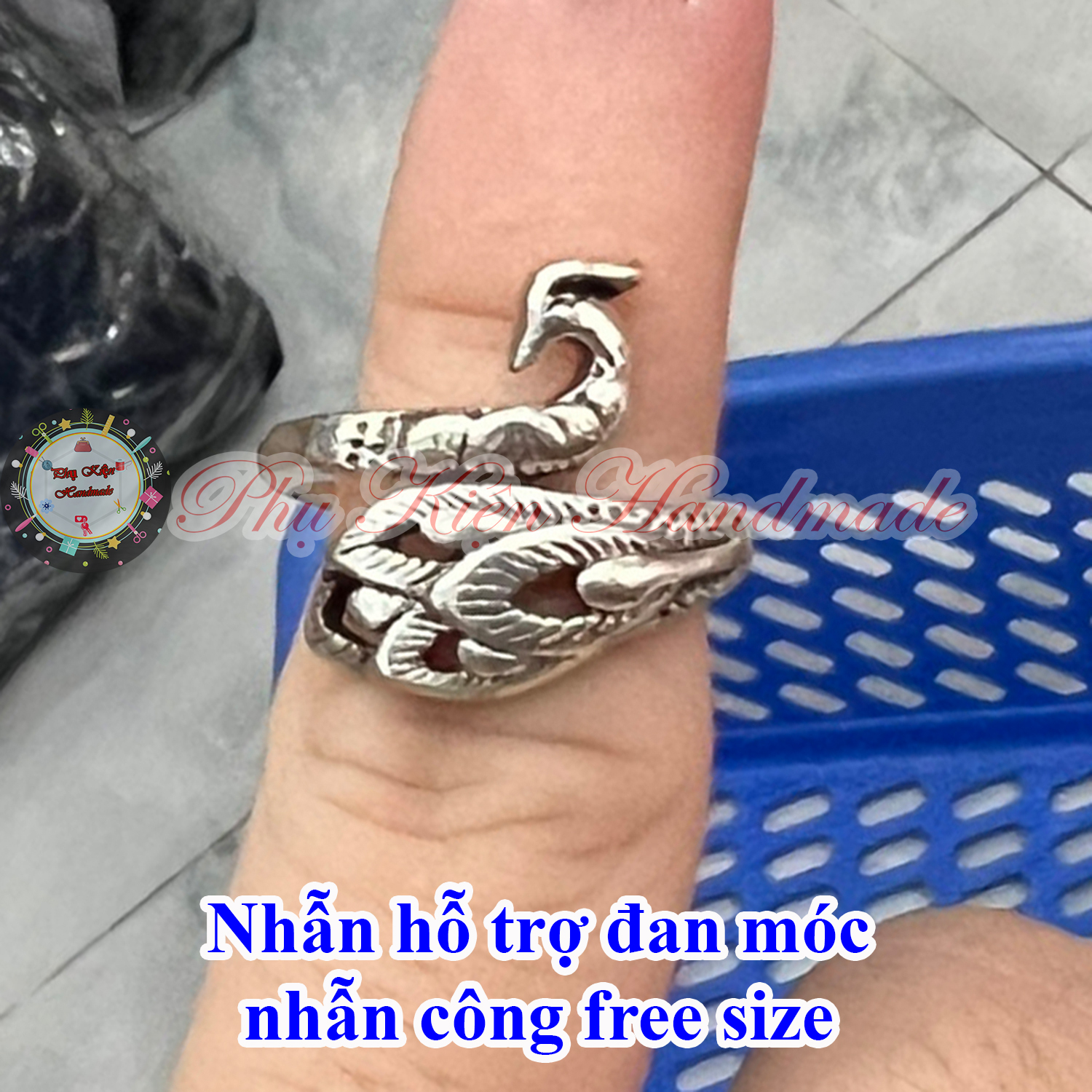 Nhẫn hỗ trợ đan móc, nhẫn công free size