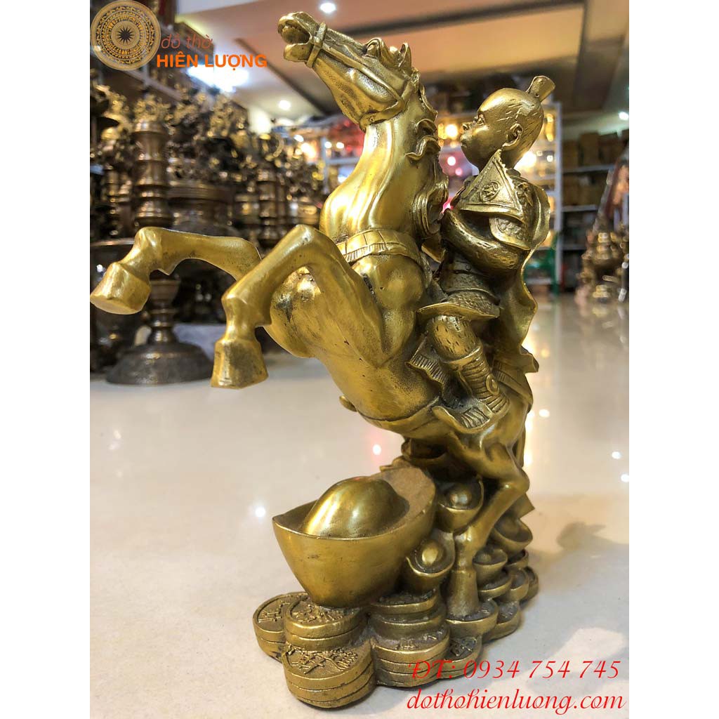 Tượng Mã Thượng Phong Hầu Bằng Đồng Cao 21cm Nặng 1,5kg - Thăng Quan Tiến Chức