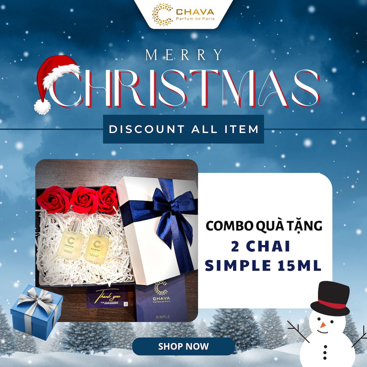 [QUÀ TẶNG GIÁNG SINH] Combo Quà Tặng 2 Chava Simple 15ml