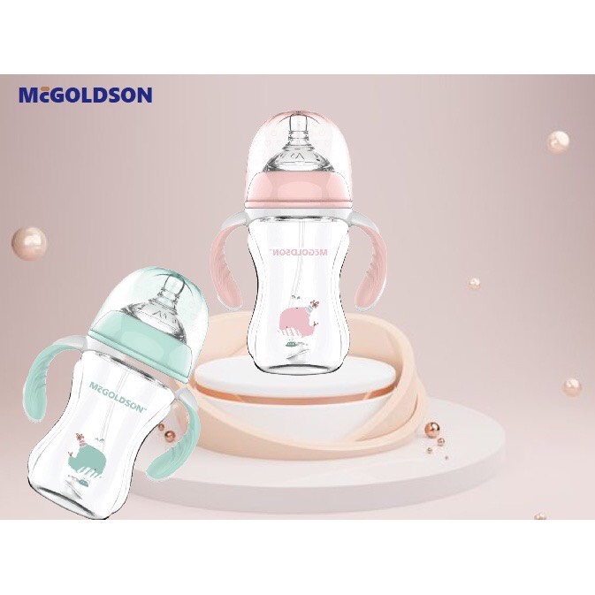Bình Sữa PP Cổ Rộng McGOLDSON 180ml MẪU MỚI (tặng thêm 1 núm vú cổ rộng)