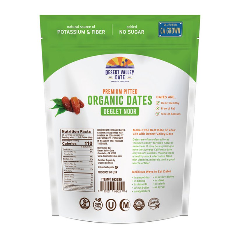 Organic Deglet Noor Dates Desert Valley 40 oz.