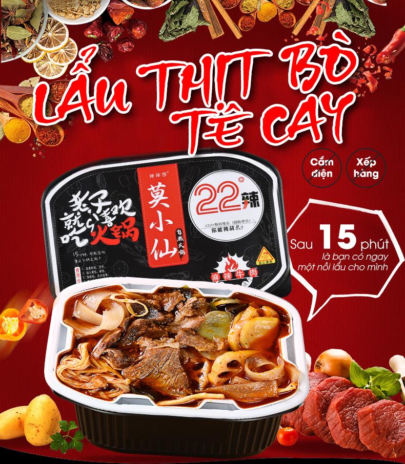 [SẴN] Lẩu tự sôi bò nấm tê cay Trùng Khánh