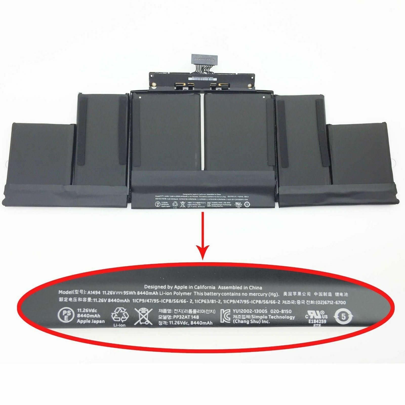 Pin MacBook Pro 15" Retina A1398 A1494 (Late 2013 Mid 2014 ) ME29