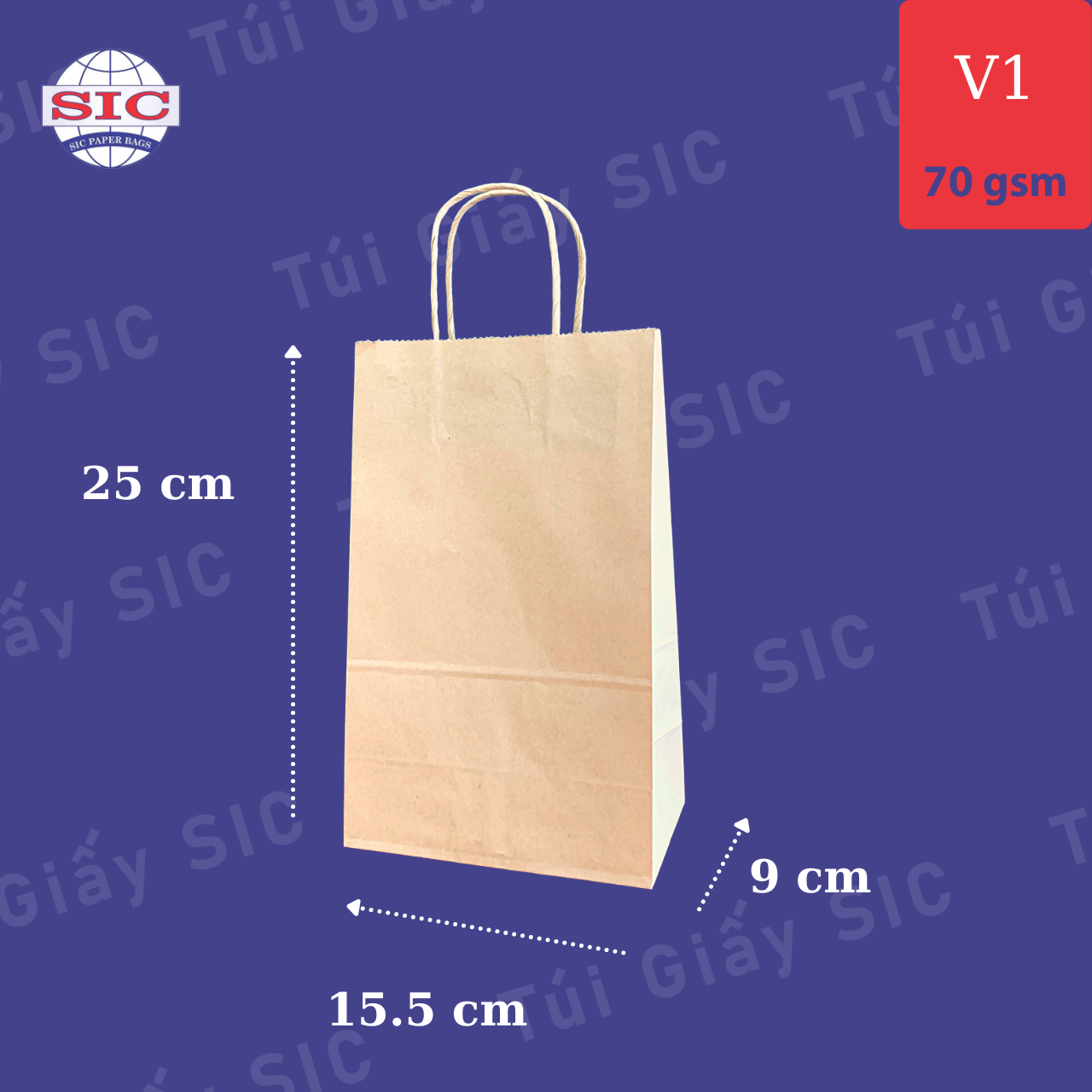 [SET 100 CHIẾC] TÚI GIẤY V1-15,5x9x25 cm CÓ QUAI