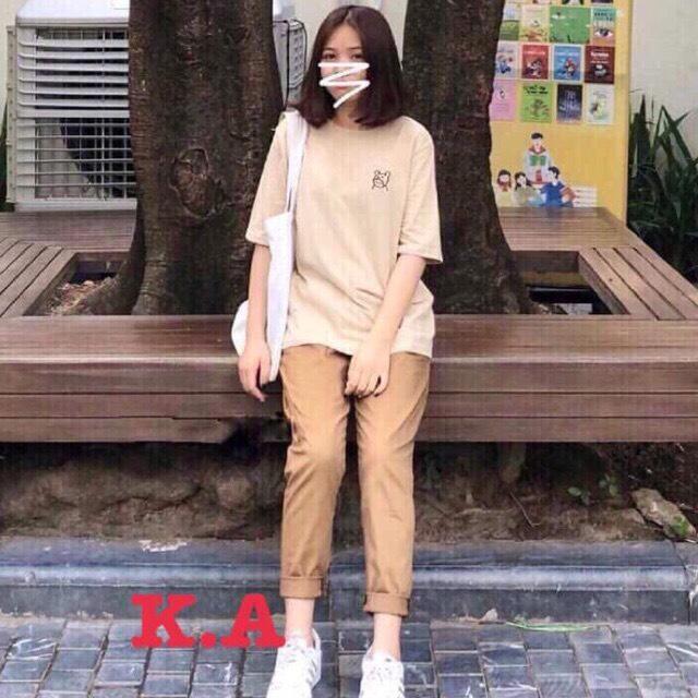 Quần Kaki Nữ Ống Rộng Phong Cách