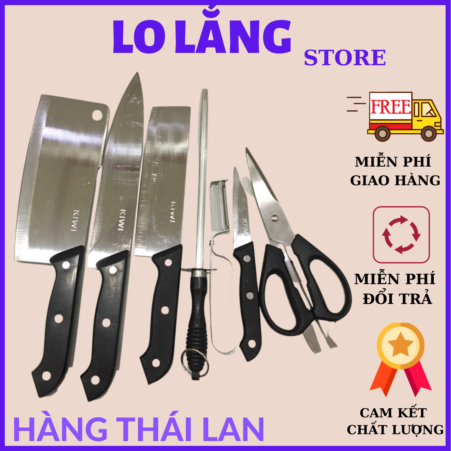 BÁO GIÁ Dao Làm Bếp Siêu Bén | Shopee Lazada Sendo Tiki mới nhất 8 Bộ dao làm bếp 7 món đa năng cực bén lưỡi dao gia công kĩ siêu bén cao cấp