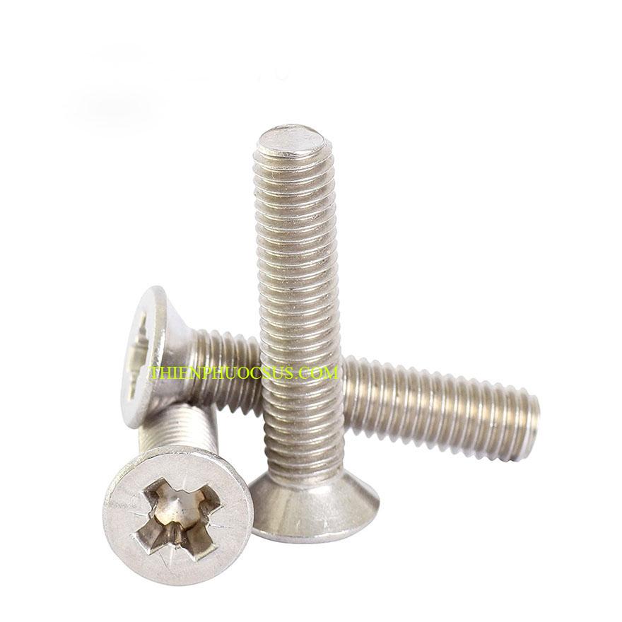 Vít chìm 4 cạnh đầu bằng, M3*6. DIN 965, SUS304 (100 cái)