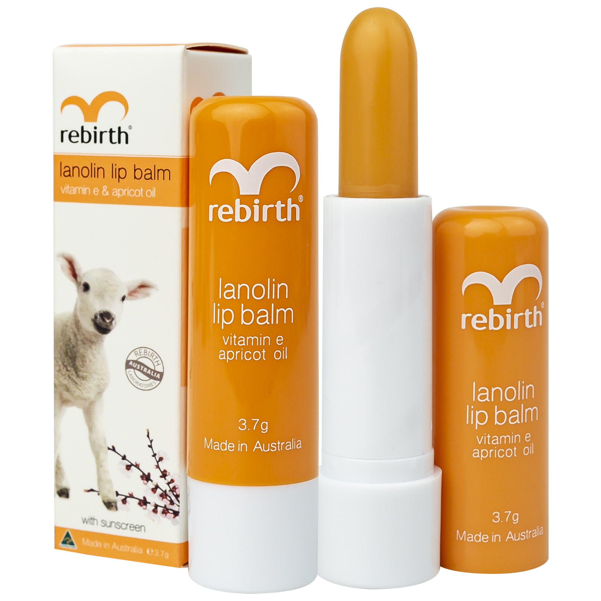 Son dưỡng môi cừu Rebirth lanolin lip balm 4g