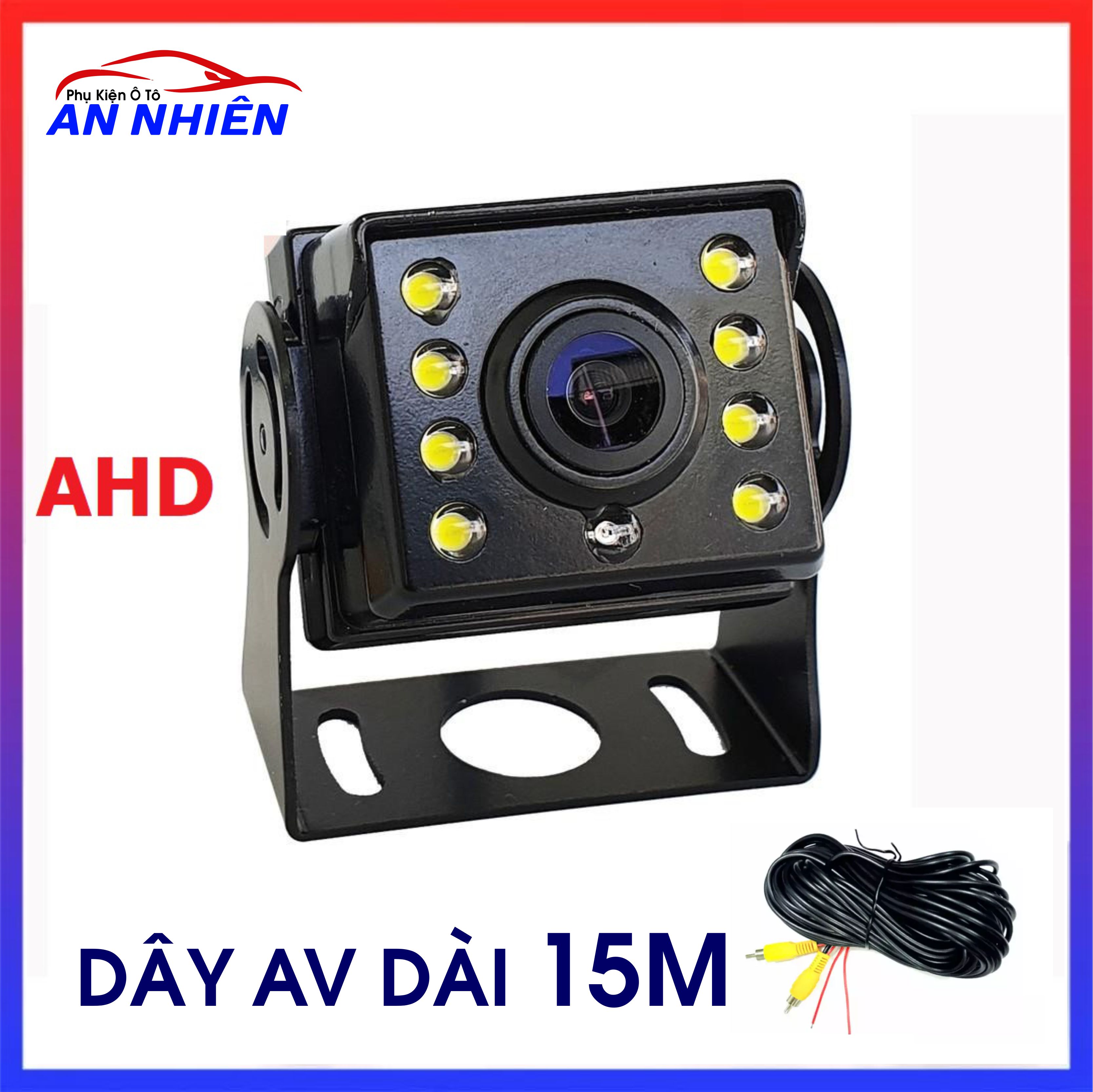 Camera lùi ahd cho xe tải, xe khách, xe buýt 12-24v - camera de 9 led hồng ngoại dây dài 10m 15m 20m