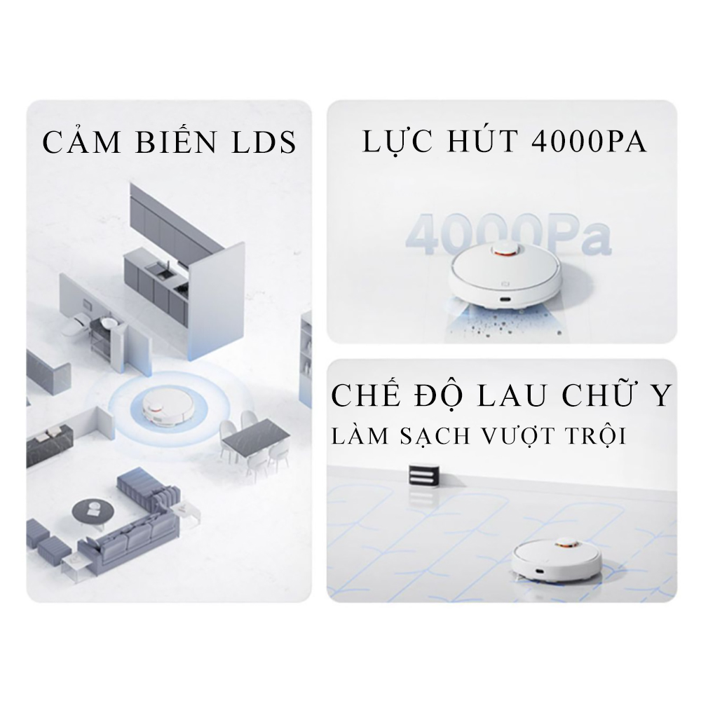 Robot hút bụi lau nhà Xiaomi đa năng, hút bụi và lau nhà cùng lúc, tự động quay về sạc khi hết pin, kết nối điện thoại, công suất cực lớn