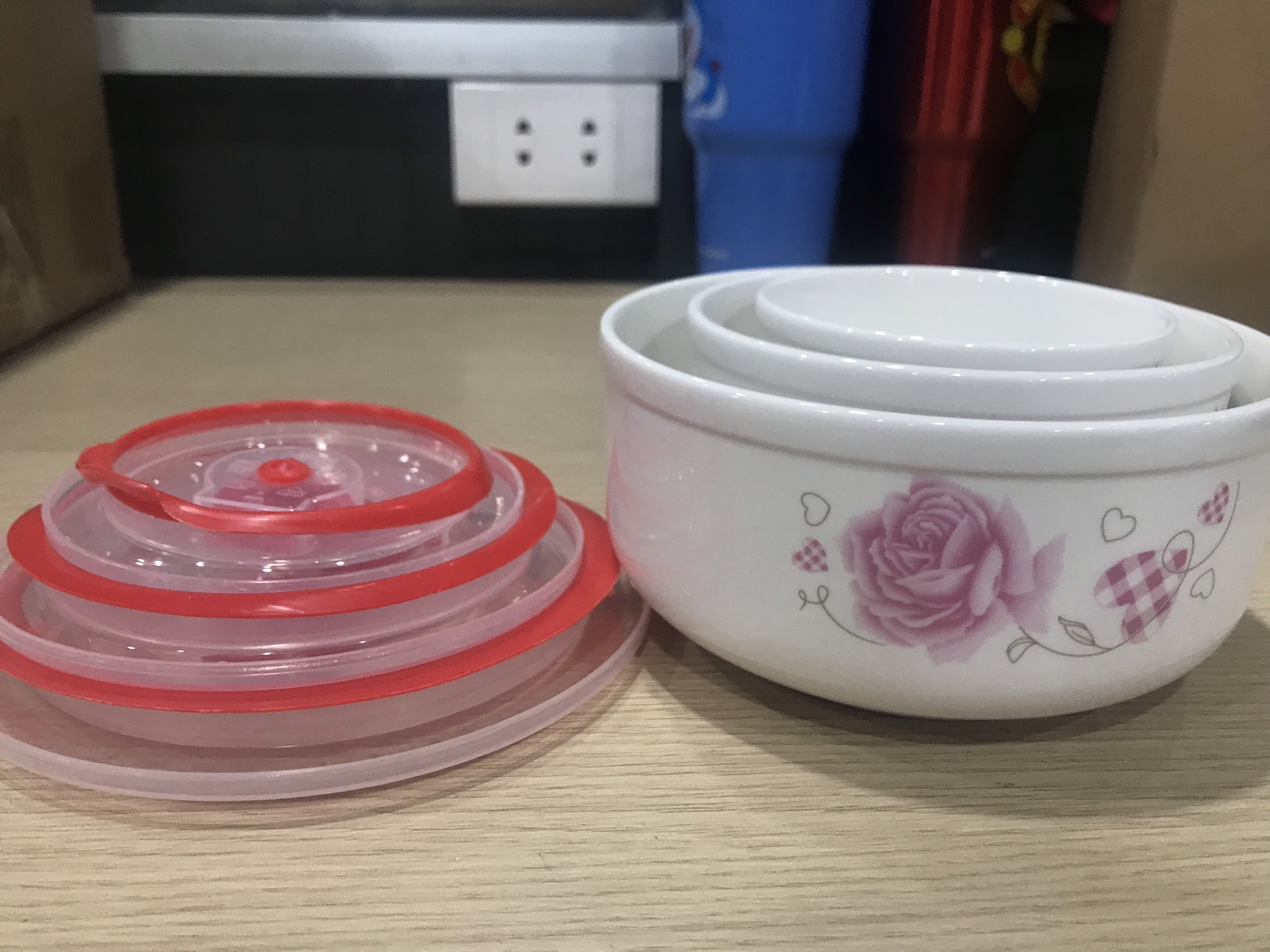 ComBo 3 Thố Sứ Có Nắp Silicon Cao Cấp