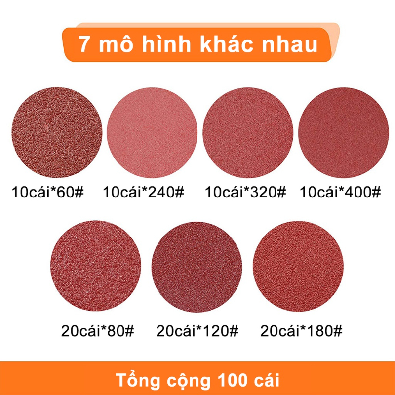 (Combo of 100 sheets) 125mm round sanding papers (size 60 to 400)