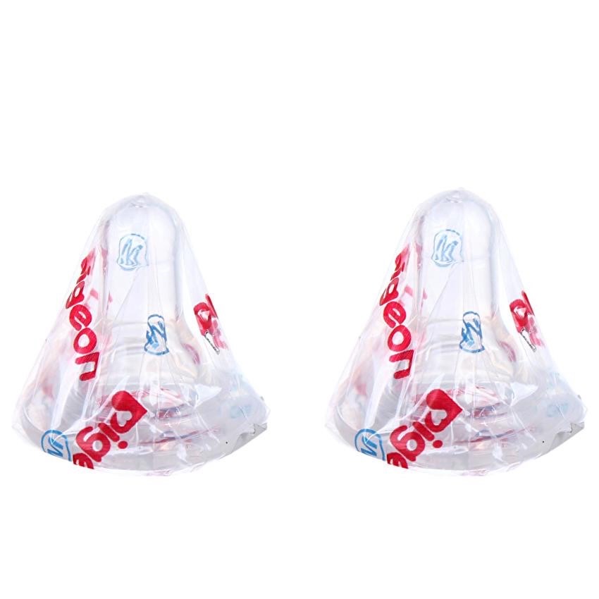 Núm ty bình sữa Pigeon Silicone cổ thường ( size S/M/L ), núm vú thay bình sữa cổ hẹp