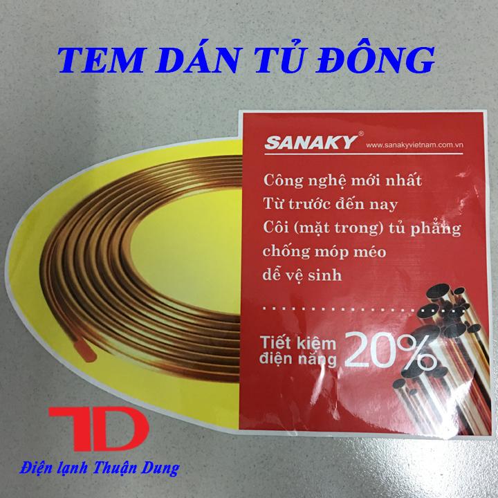 Tem dán tủ đông sanaky, tem năng lượng sakaky