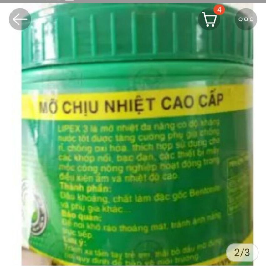 Mỡ Bò Chịu Nhiệt Cao Cấp LIPEX 3 400g.HÒA PHÁT