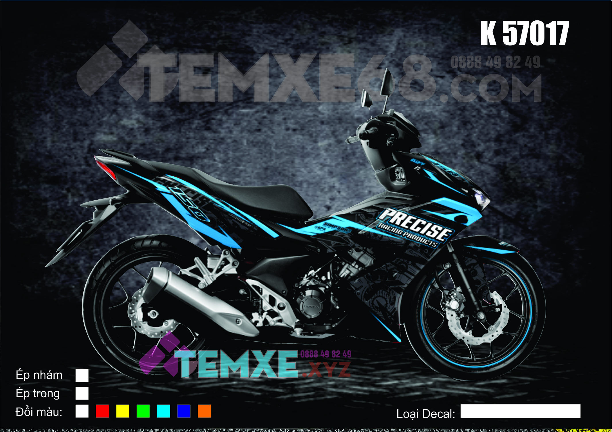 Tem trùm Winner X - xanh đen mẫu Precise