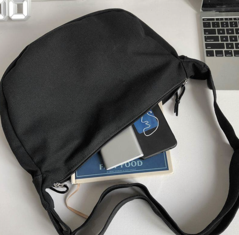 Túi đeo chéo vải canvas cao cấp unisex form bán nguyệt phong cách Basic