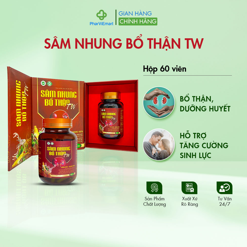 Sâm Nhung Bổ Thận TW Bổ Thận Dưỡng Huyết (hộp/60 viên)