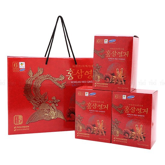 Nước hồng sâm linh chi Hàn Quốc Pocheon xách 30 gói