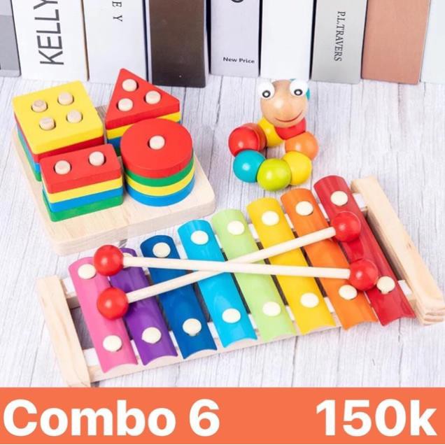 Combo 7 bộ đồ chơi gỗ thông minh