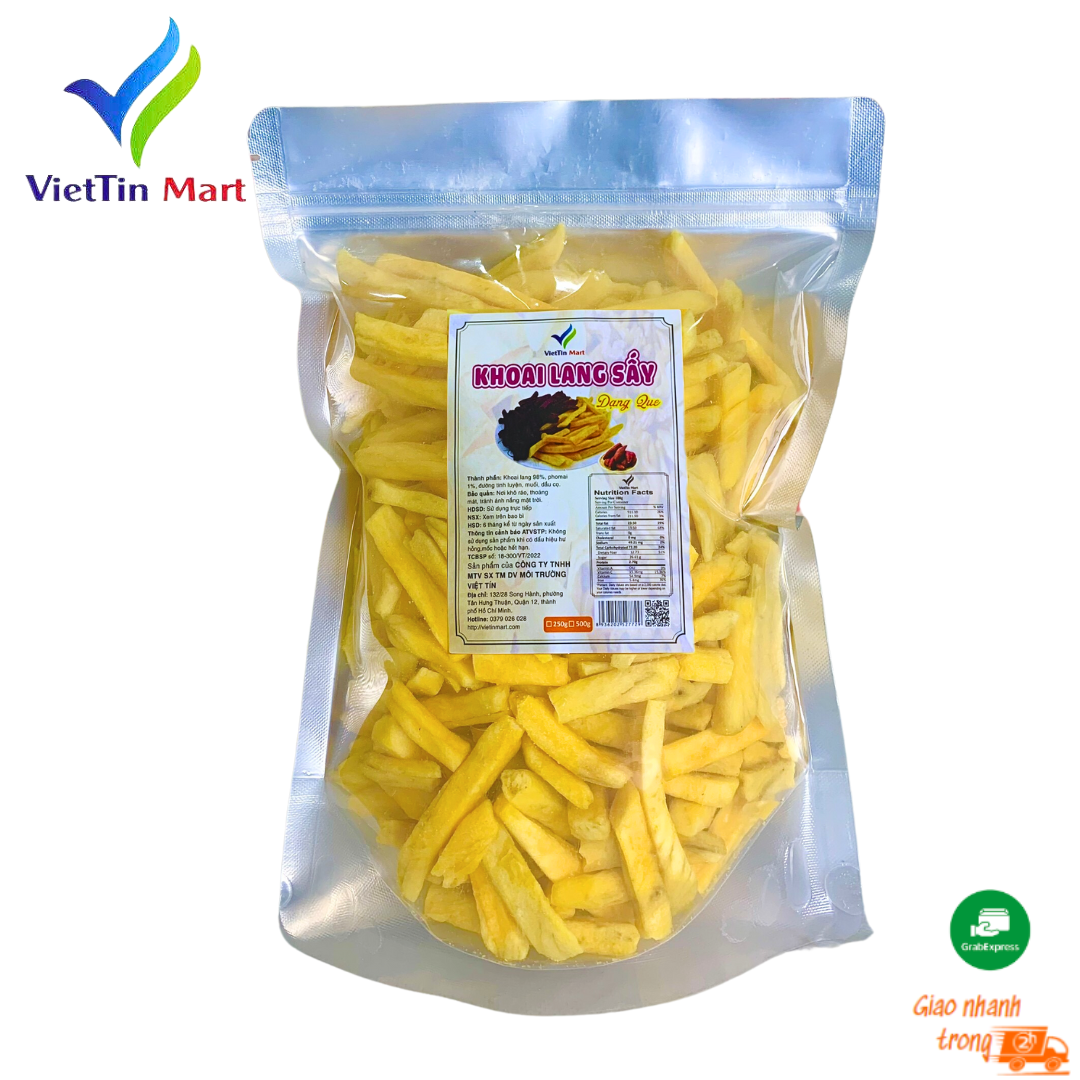 Khoai lang vàng que sấy giòn không đường viettin mart 500g