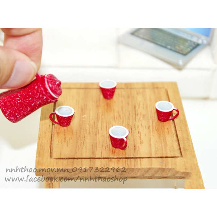 Miniature_Mô hình Bộ Ấm Tách trang trí dollhouse