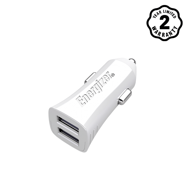 Sạc Ô Tô Energizer 3.4A 2 Cổng USB - Kèm 1 Cáp Lightning USB (White)