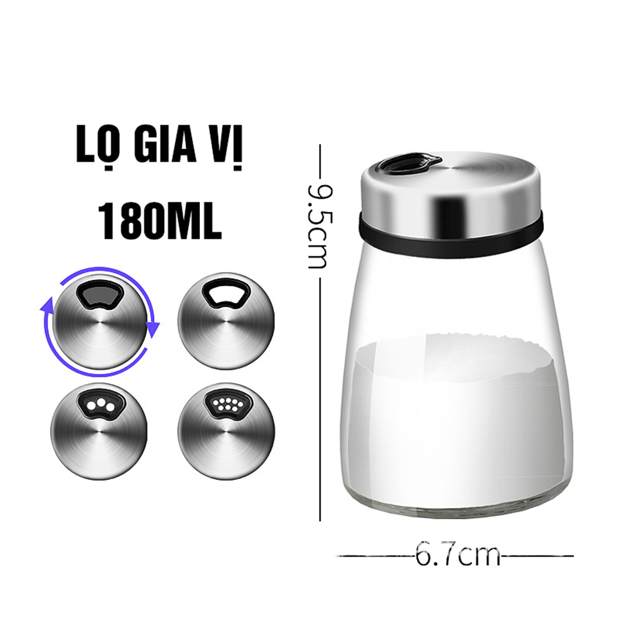 Lọ Xay Hạt Tiêu Cầm Tay Thủy Tinh