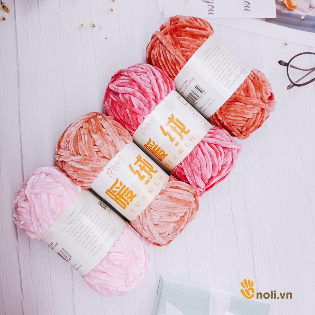 Len nhung chenille 6mm đan móc khăn, chăn, áo, thú bông, siêu mềm mịn, không rụng lông, ấm áp 100g nội địa Trung