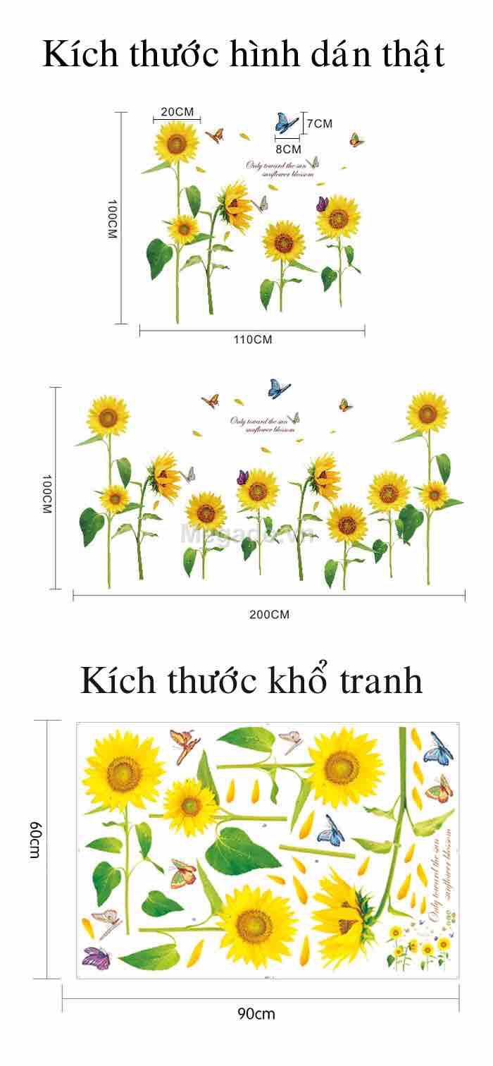 Decal tranh dán tường hoa hướng dương