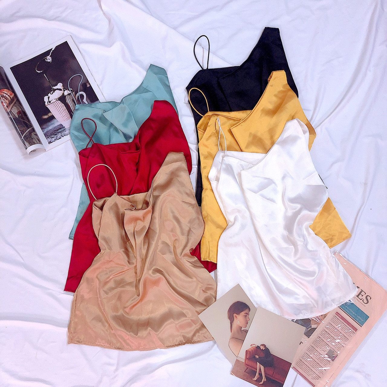 ÁO PHI LỤA CỔ ĐỔ 1 BÊN,SALE,LY STORE