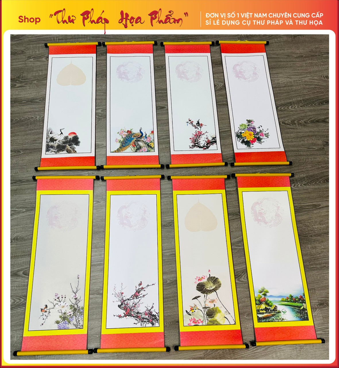 Sét 10 tờ giấy viết thư pháp đủ mẫu giá rẻ