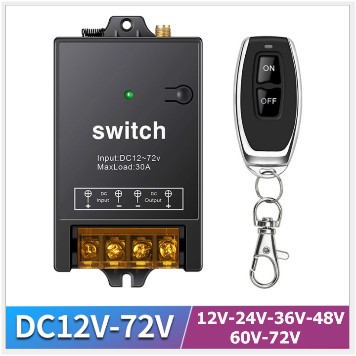 [MẪU MỚI 2021]  BỘ Công tắc điều khiển từ xa 100m 12V: 72V DC điều khiển bật tắt từ xa các thiết bị điện 1 chiều 12V 24V 36v 48V 60V 72V