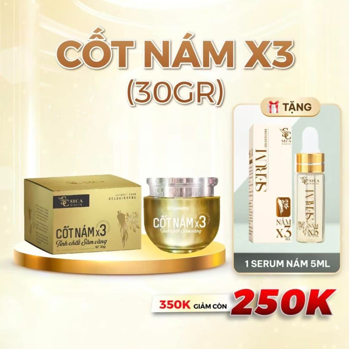 Kem cốt nám X3 Sica (30gr) kèm serum cốt sâm