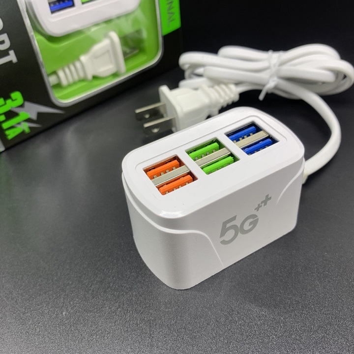 Củ Sạc 6 cổng USB Sạc Nhanh Cho iPhone Samsung Xiaomi