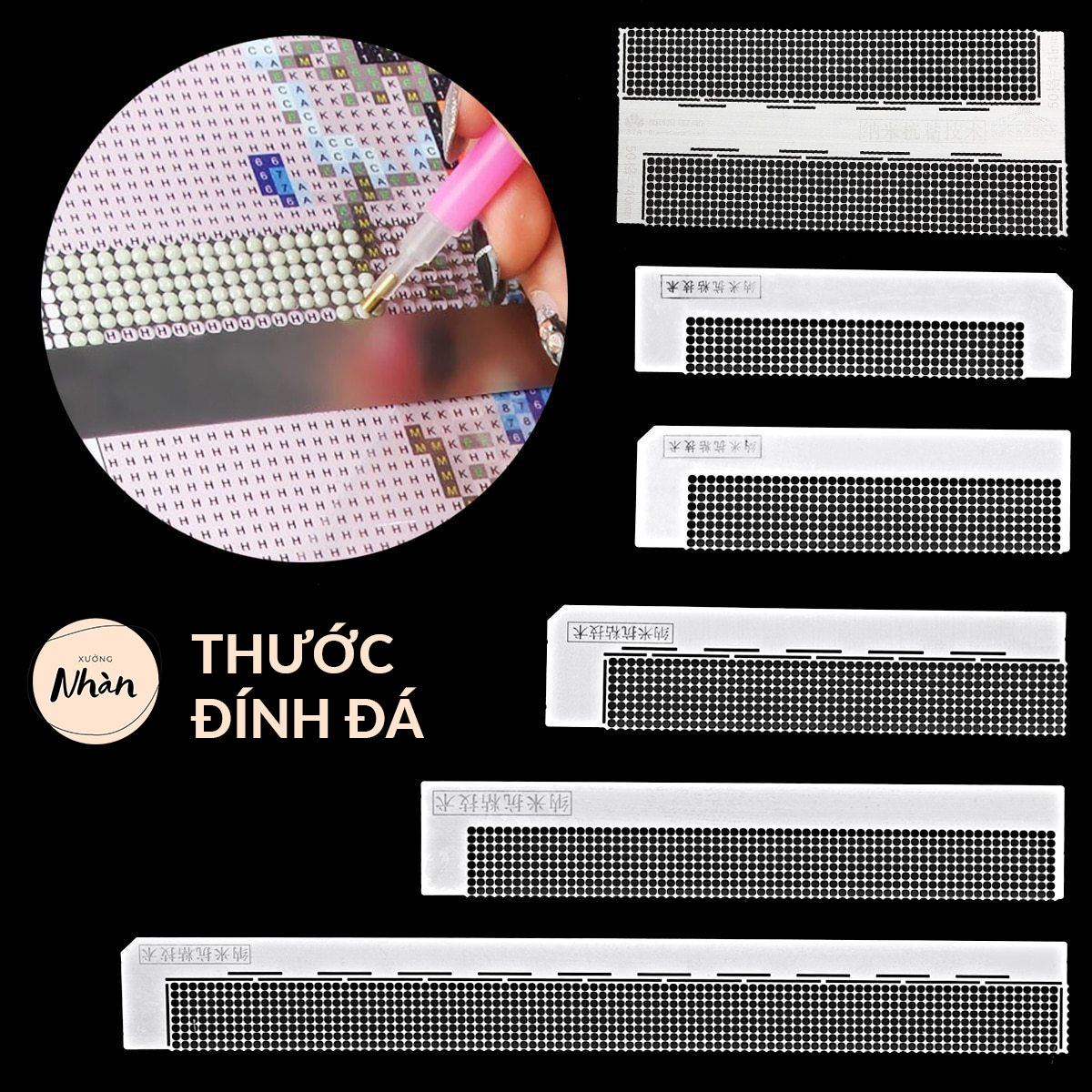 Thước đính đá chuyên dụng hỗ trợ làm tranh đính đá (gồm 3 mã thước loại A, C, AC với nhiều kích thước 11 13 15 17cm)