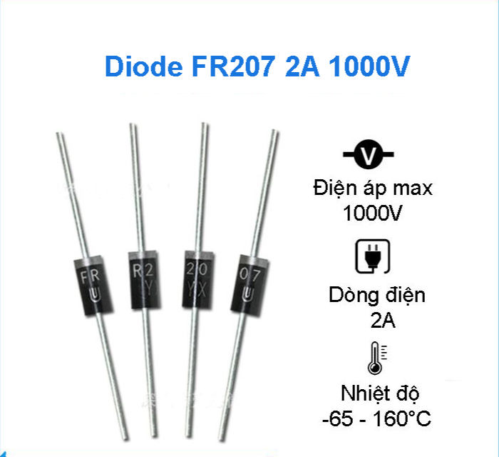 Combo 10 diode xung fr207 2a 1000v chân cắm