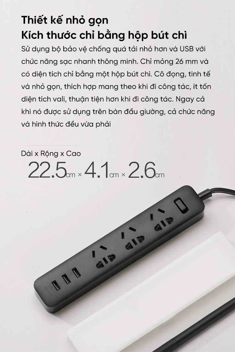 Ổ cắm điện kèm 3 cổng USB sạc điện thoại tự động chỉnh dòng Powerstrip