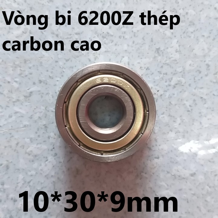 10 vòng bi 6200 zz, rs kích thước 10*30*9mm thép carbon cao, chống bụi tốt