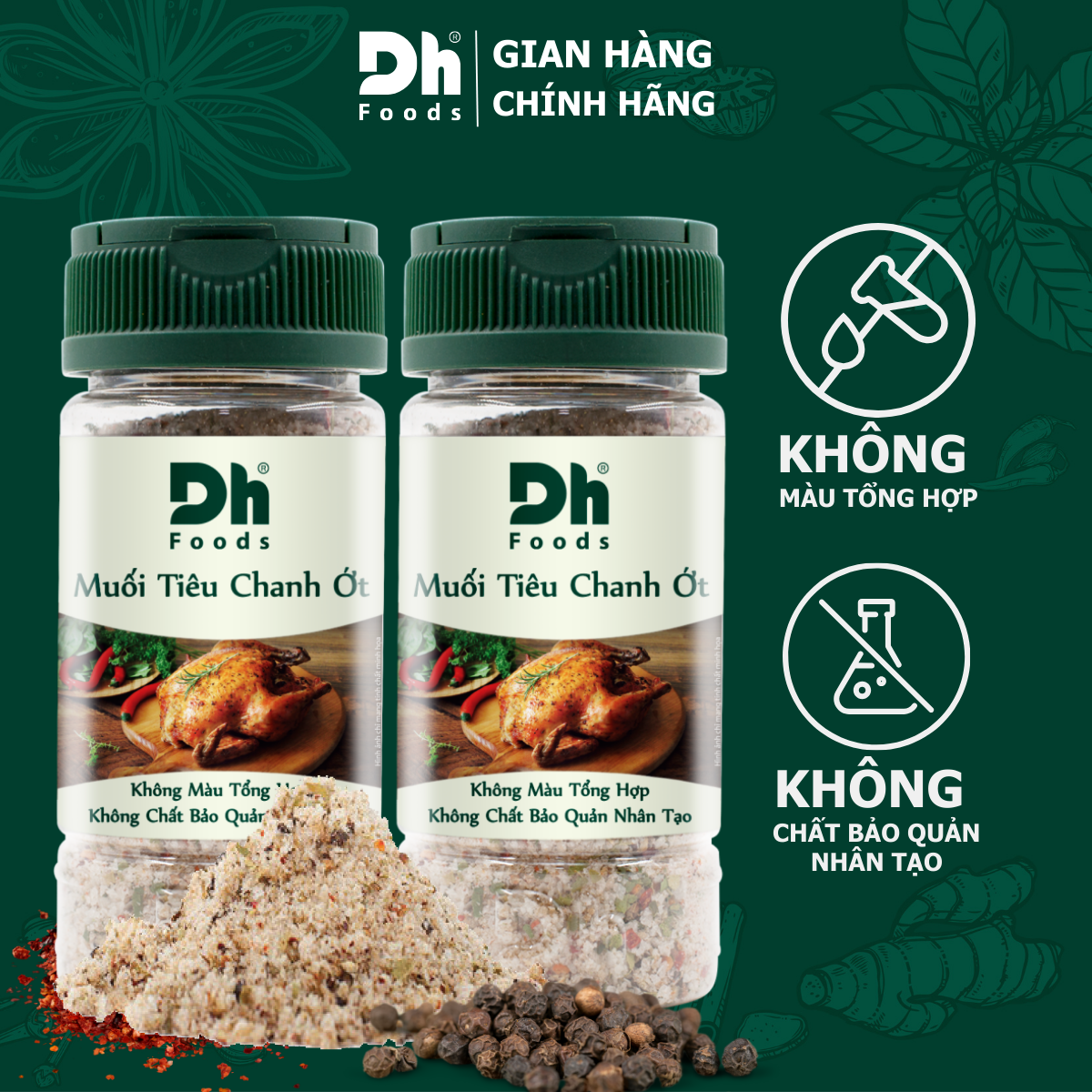 Muối Tiêu Chanh Ớt 50g Dh Foods  - đặc sản muối tiêu cay thơm, dùng chấm thịt cá, nêm ướp món kho, canh, xào