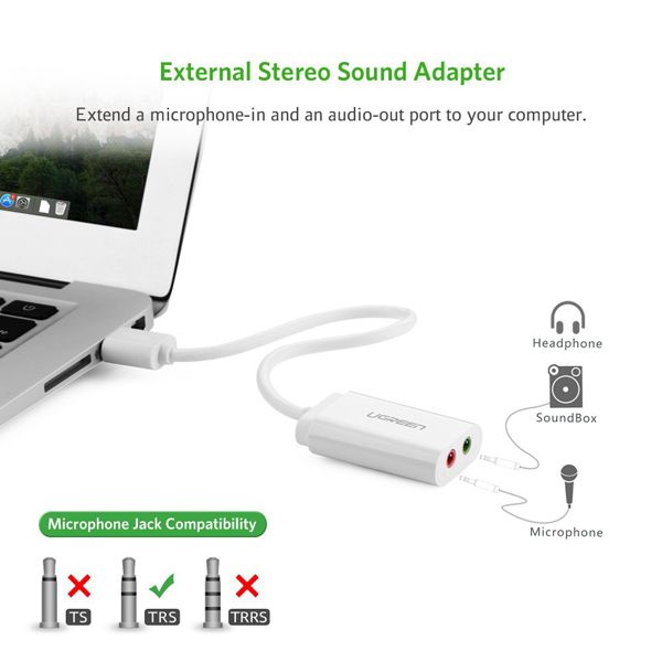 Card sound USB 2.0 to 3.5mm chính hãng Ugreen 30143