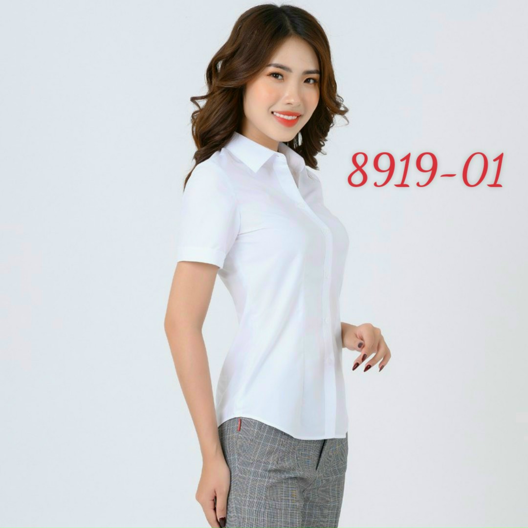 Áo sơ mi thái hòa vải sợi tre màu trắng 8919-01 và 3120-01