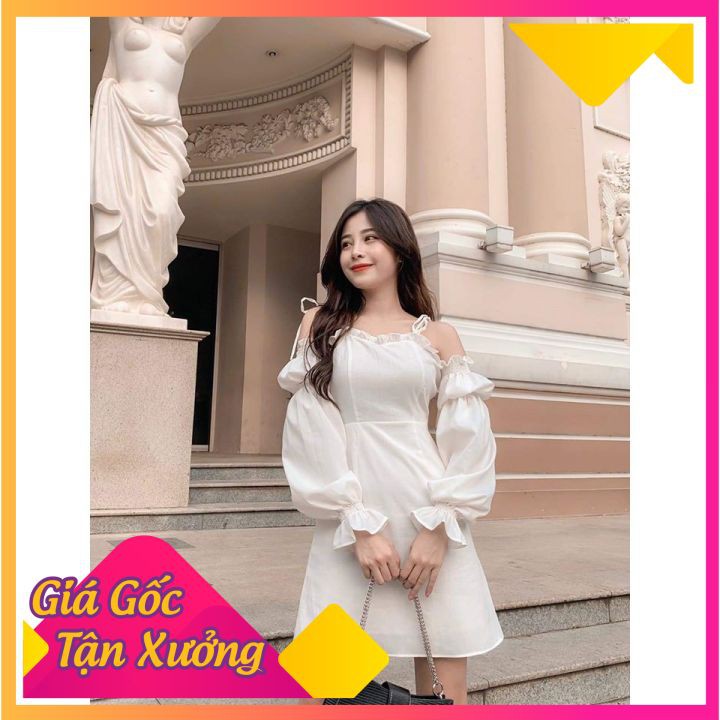 Đầm Trắng Trễ Vai Dạo Phố So Cute [KÈM ẢNH THẬT]
