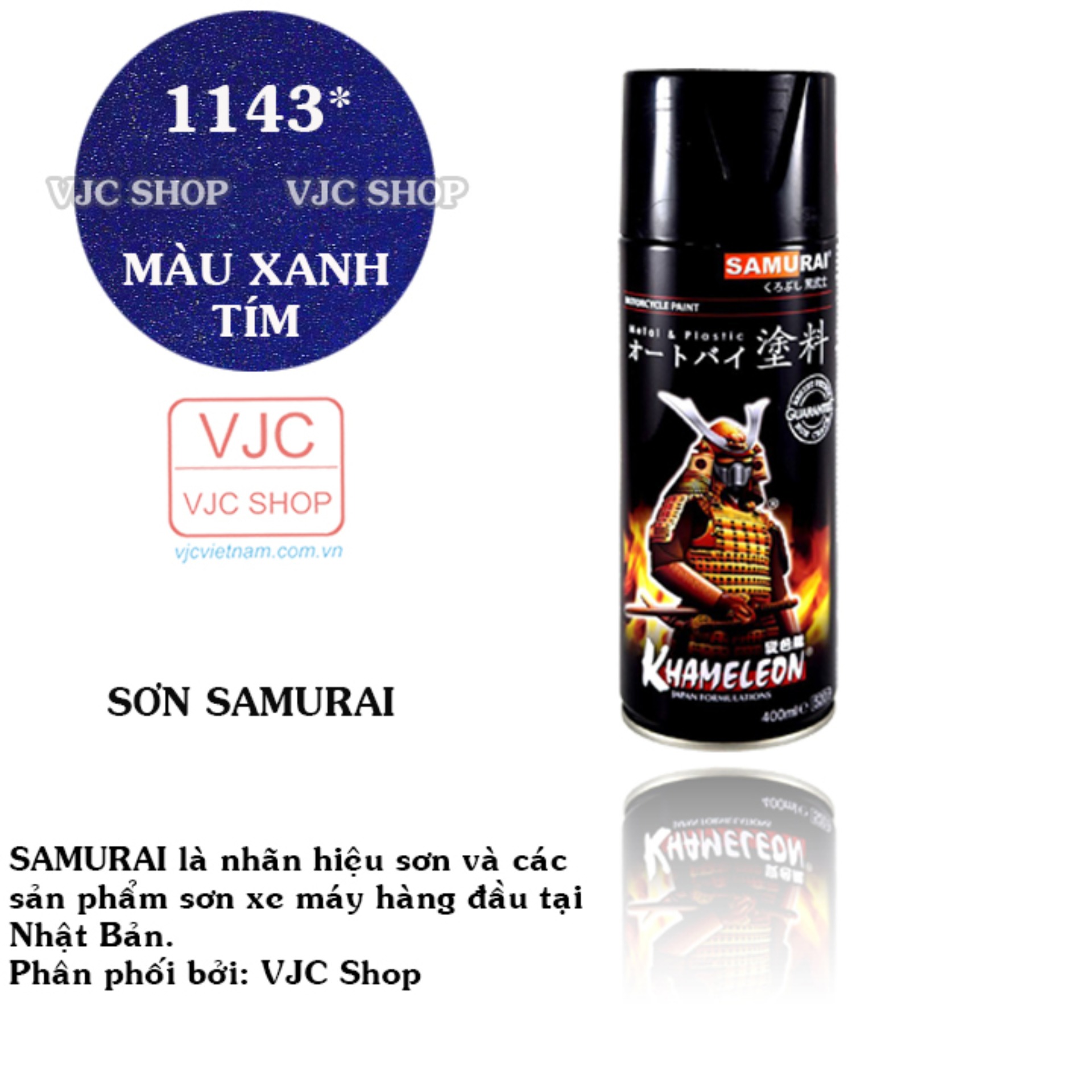 Chai sơn xịt sơn xe máy samurai màu xanh tím 1143