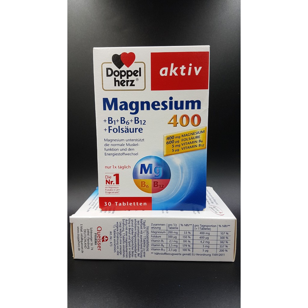 Hàng đức magnesium 400 -b1 -b6 -b12 -folsaure hộp 30 viên