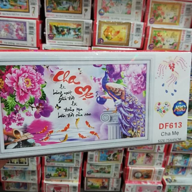 Tranh đính đá cha mẹ df613 kt 75x45cm